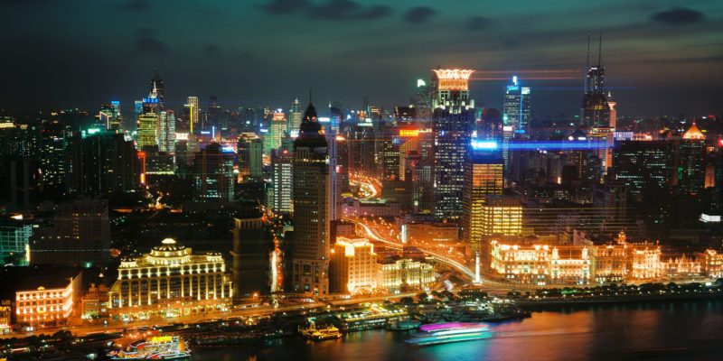 Photo of city scape at night, China (Shanghai)